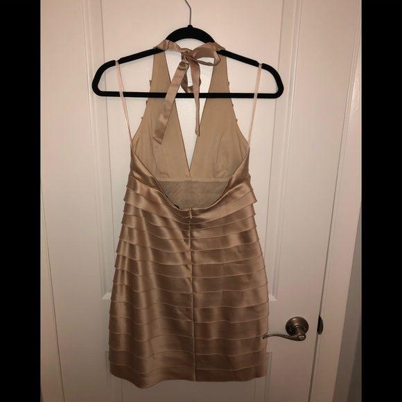 BCBG Maxazria Tiered Satin Halter Dress - Picture 3 of 6
